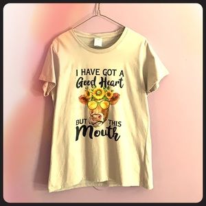 Graphic T-shirt. Cute cow with flower crown.